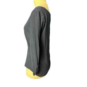 Talbots Blue Navy Long Sleeve Round Neck Linen/Cotton Tee Size XS